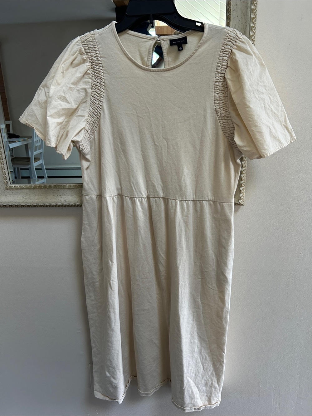 Who What Wear Cream Puff-Sleeve Maxi Dress